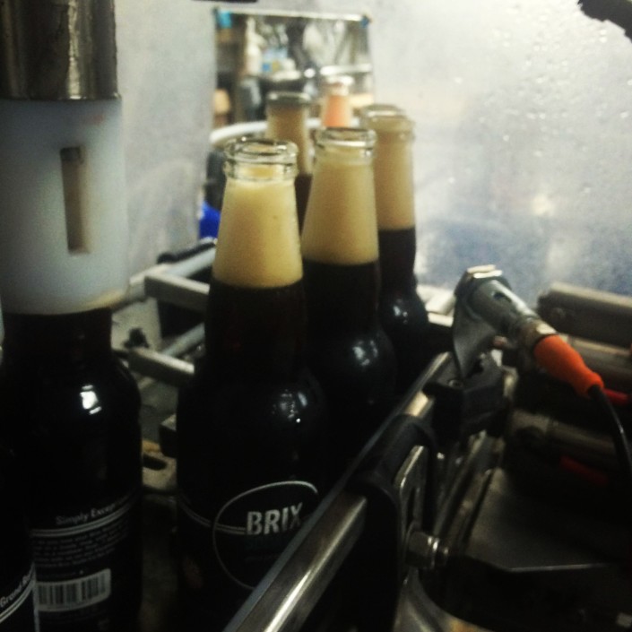 Brix Soda Rootbeer bottle line during manufacturing