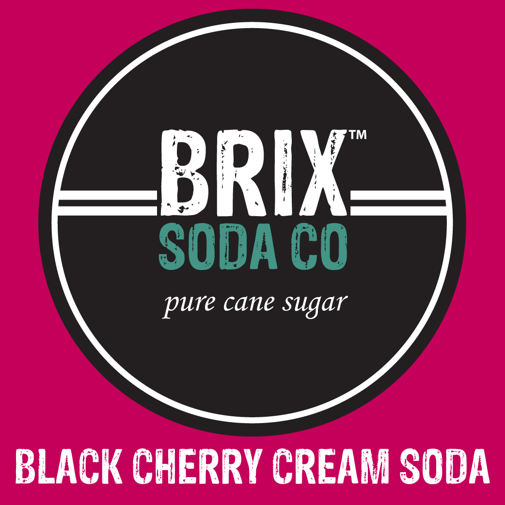 Brix Soda Black Cherry Cream Soda Fountain Syrup Label