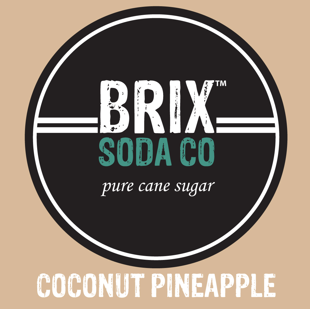 Brix Soda Coconut Pineapple Fountain Syrup Label